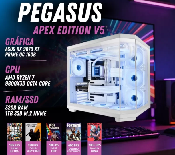 COMPUTADOR GAMING - AMD Ryzen 7 9800X3D / AMD RX 9070 XT 16GB / 32GB RAM / 1TB SSD